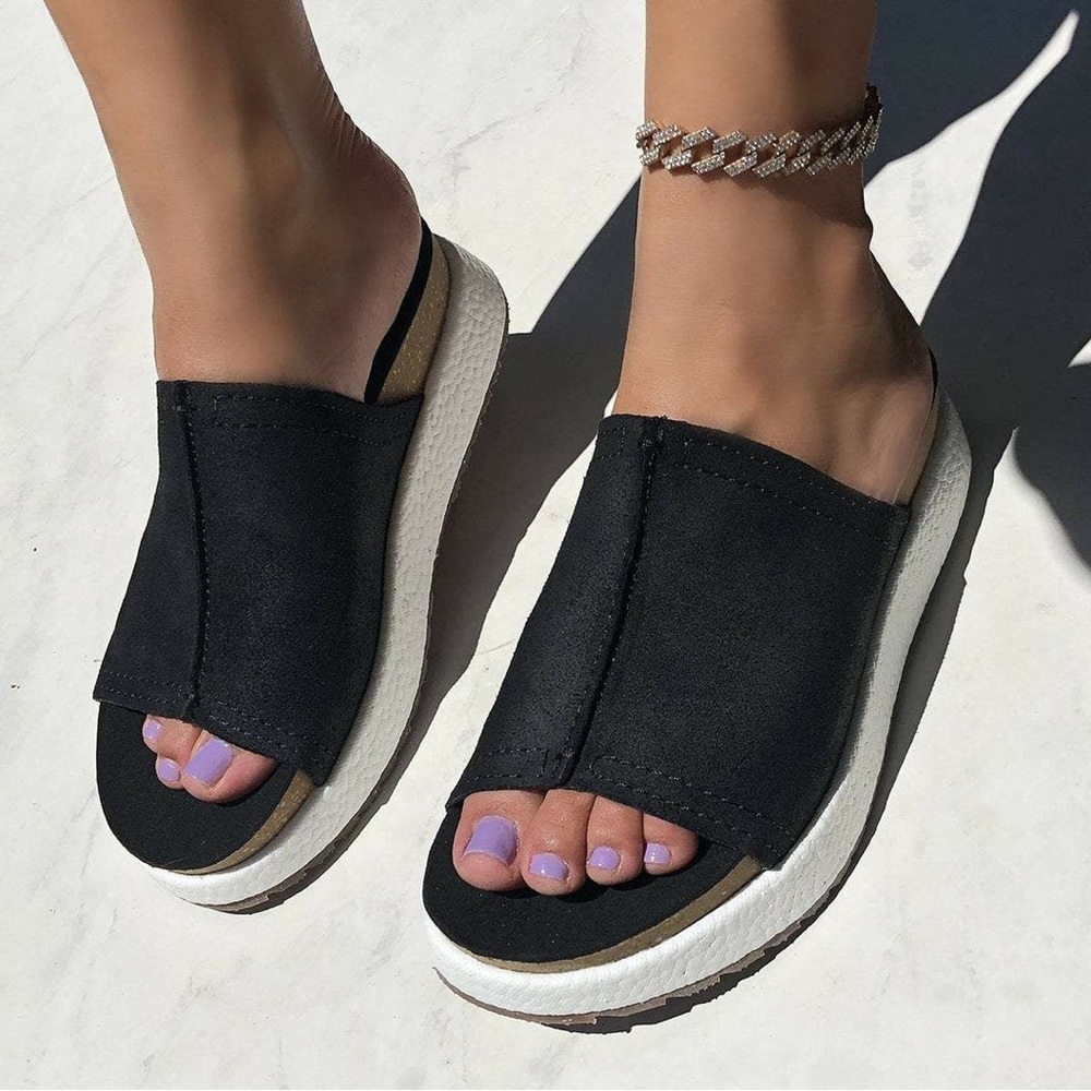 OTBT Wayside Wedge Black Sandal - Picture 1 of 7